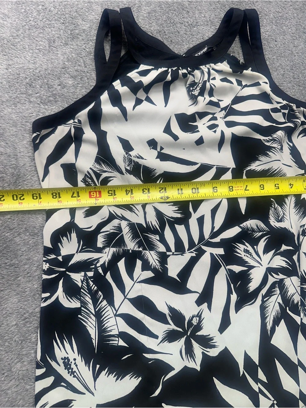 Express Black & White Floral Halter Tank